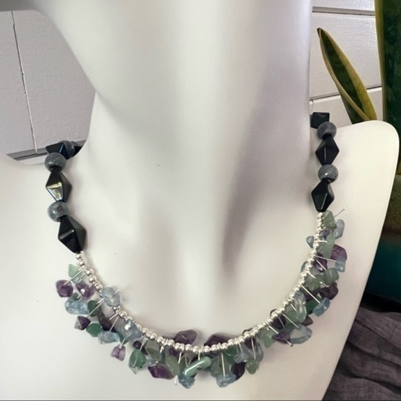 Artisan Handmade Amethyst Aventurine Pastel Necklace 19” Retro Gemstone - Picture 7 of 9